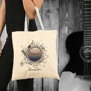 Bolsa Tote Design de Notas de Música Modernas