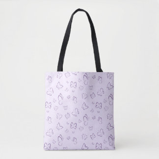 Bolsa Tote Design de padrão da borboleta roxa