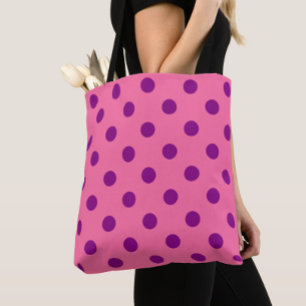 Bolsa Tote Design De Padrão De Bolinhas Roxo A Rosa