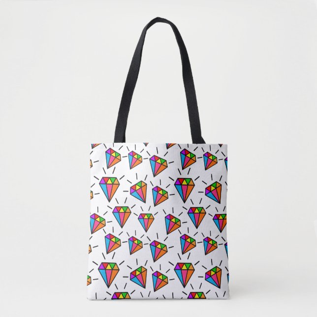 Bolsa Tote design de padrão de diamantes (Frente)