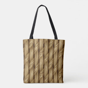 Bolsa Tote Design de Padrão de Trança de Palha Rústica Cor Ne