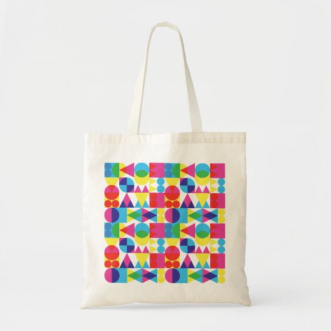 Bolsa Tote design de padrão geométrico abstrato. (Frente)