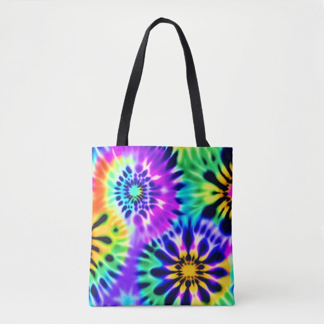Bolsa Tote Design de padrão giratório Tie Dye (Frente)