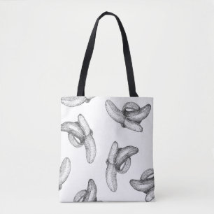 Bolsa Tote Design de padrão sem costura ou fundo com banana.
