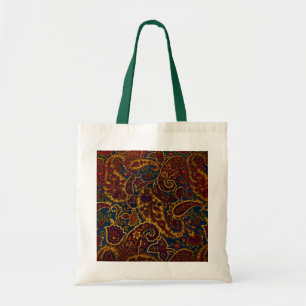 Bolsa Tote design de paisley castanho-escuro branco