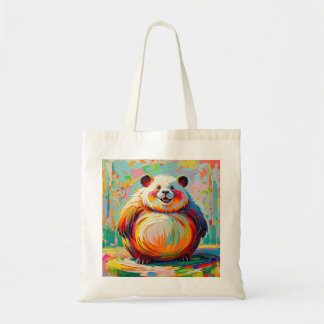 Bolsa Tote Design de panda-arte abstrato gigante colorida