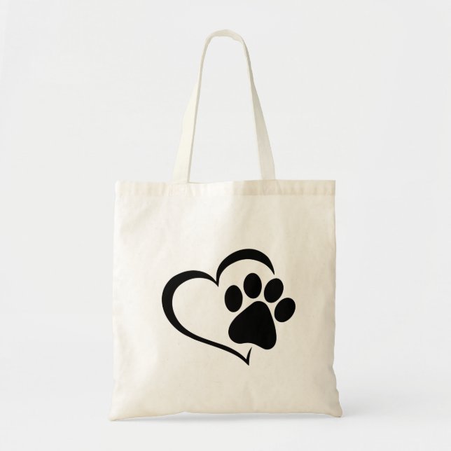 Bolsa Tote Design de PawPrint e Heart (Frente)