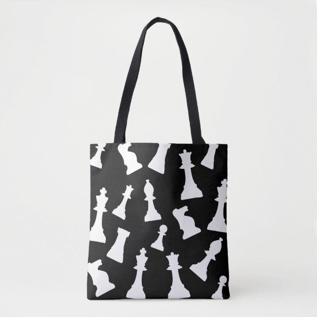 Bolsa Tote Design de peças de jogos de xadrez (Frente)