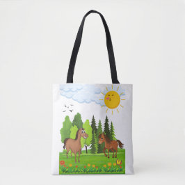 Bolsa Tote Design de pequenos cavalos para crianças