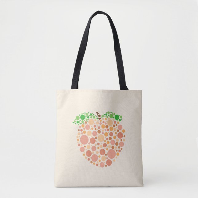 Bolsa Tote Design de Pêssego em Pontos (Frente)