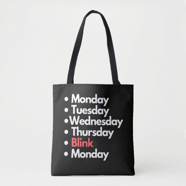 Bolsa Tote Design de Piada de Segunda-feira Divertida e Relat (Frente)