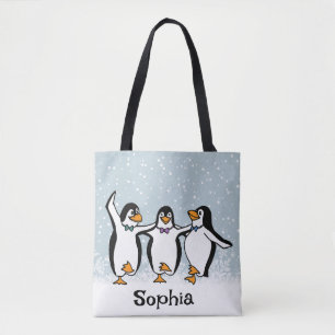 Bolsa Tote Design de Pinguins Dançantes