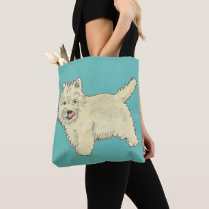 Bolsa Tote Design de pintura de arte de cachorro fofo West Hi