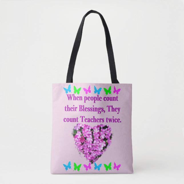Bolsa Tote DESIGN DE PROFESSOR FLORAL DE PINCO bonito (Frente)