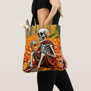 Bolsa Tote Design de Quebra de Café do Skeleton do Autumn