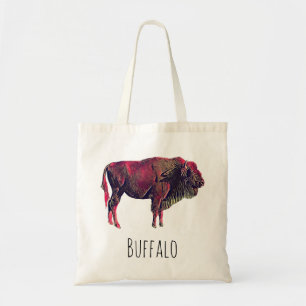 Bolsa Tote Design de Retrato de Buffalo para Bison ou Animal 
