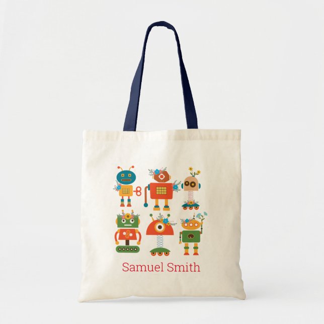 Bolsa Tote Design de robots bonitos para crianças (Frente)