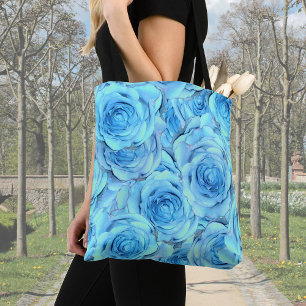 Bolsa Tote Design de rosa de pulmão em turquesa