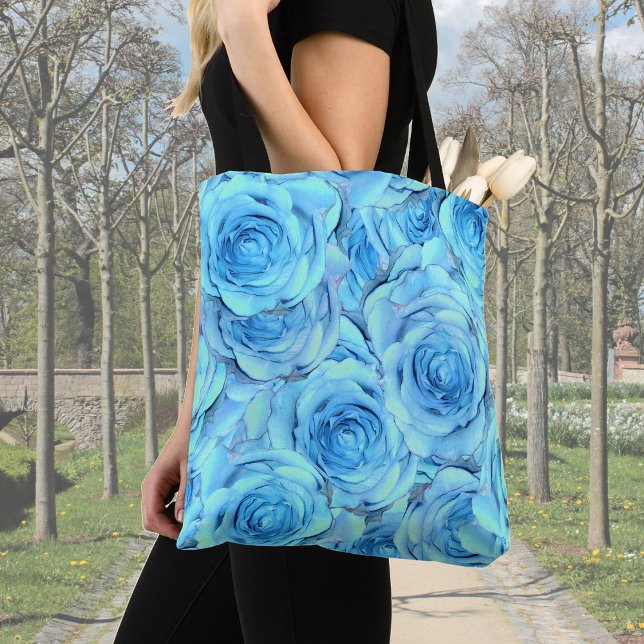 Bolsa Tote Design de rosa de pulmão em turquesa (Criador carregado)