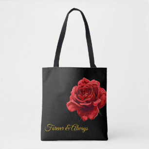 Bolsa Tote Design de Rosa vermelha Elegante - Personalizado F
