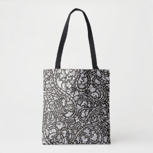 Bolsa Tote Design de Rostos Estranhos Desenho Animado Curvo e