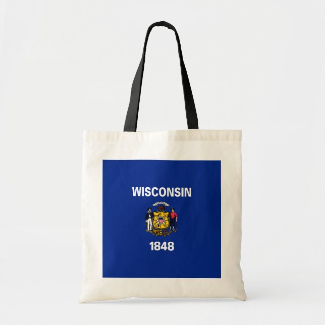 Bolsa Tote Design de Sinalizador do Estado de Wisconsin (Frente)