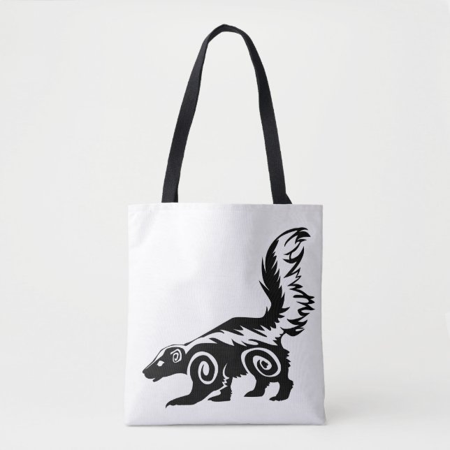 Bolsa Tote Design de Tatuagem de Skunk Tribal (Frente)