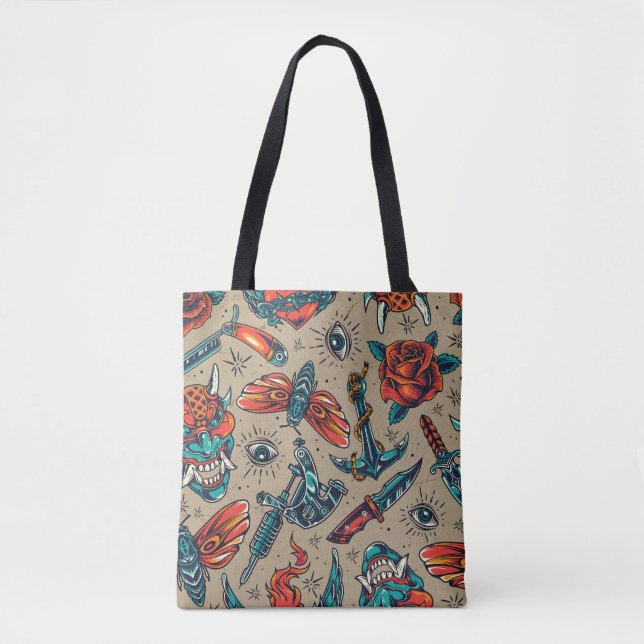 Bolsa Tote Design de Tatuagem Retroativa (Frente)