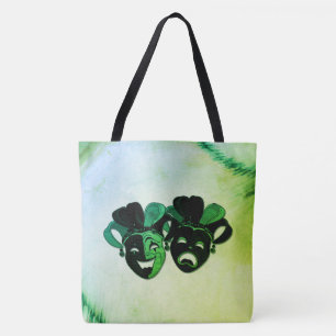 Bolsa Tote Design de Teatro Comédia e Tragédia Verde