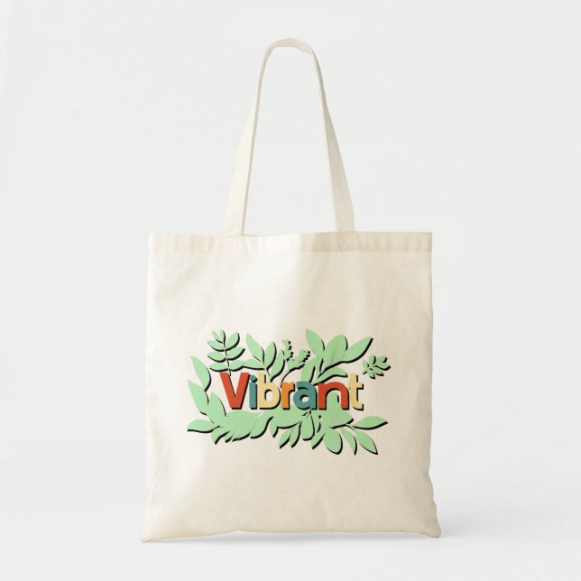 Bolsa Tote Design de texto botânico vibrante colorido (Frente)