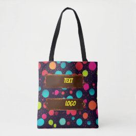 Bolsa Tote design de texto com logotipo bolinhas