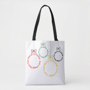 Bolsa Tote Design de Texto de Enfeites de Natal