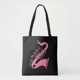 Bolsa Tote Design de texto de Música Moderno e Dourado da Sax