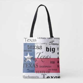 Bolsa Tote Design de texto do Texas com Texas Flag