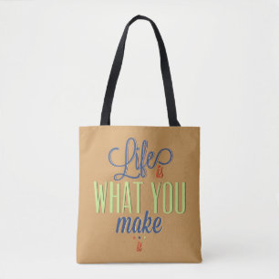 Bolsa Tote Design de texto Retroativo: A vida é o que você fa