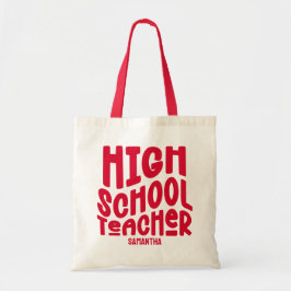 Bolsa Tote Design de Texto Vermelho para Professor de Ensino