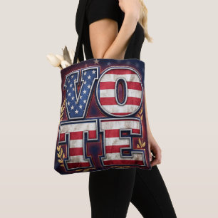 Bolsa Tote Design de Tipografia da Bandeira Americana VOTE Pa