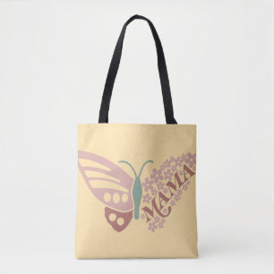 Bolsa Tote Design de Tipografia Floral Mamãe Borboleta