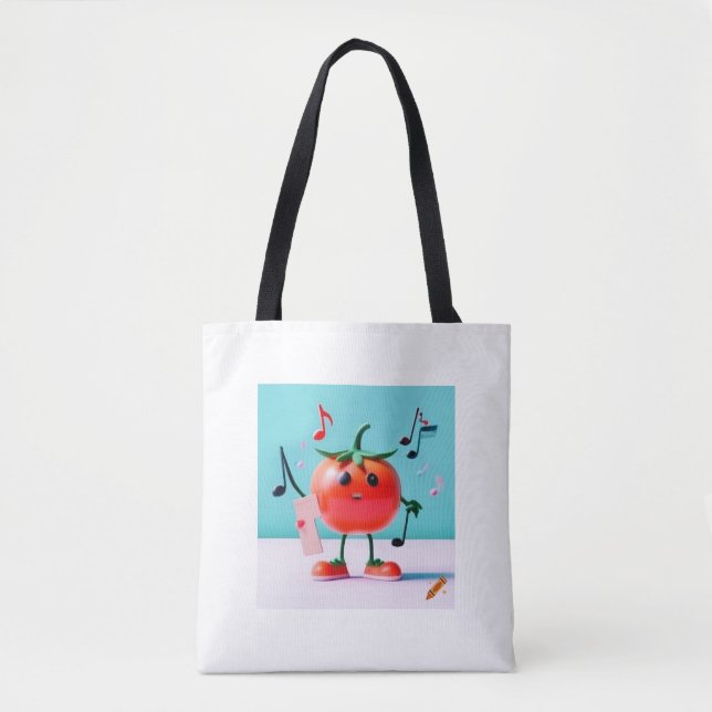Bolsa Tote "Design de Tomate Musical: Uma Fusão Divertida de  (Frente)