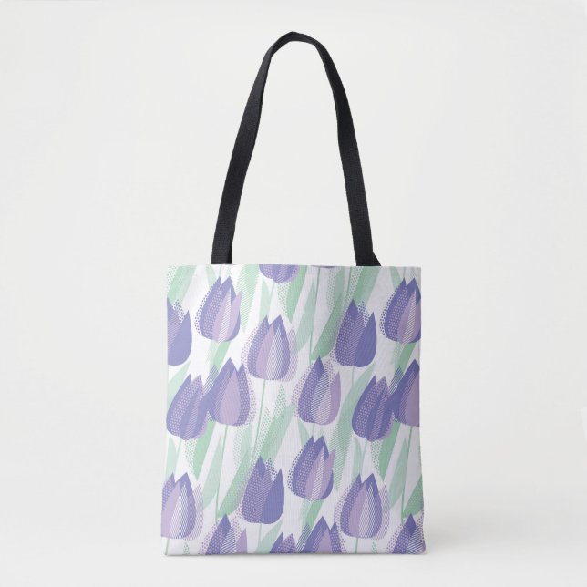 Bolsa Tote Design de Tulipas: floral violeta pálido. (Frente)