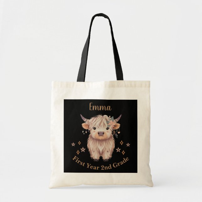 Bolsa Tote Design de Vaca do Canto Superior (Frente)
