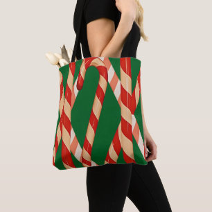 Bolsa Tote Design de Vetor de Bastão de Doce de Natal Vermelh