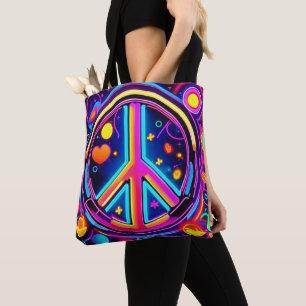 Bolsa Tote Design de Vibrante Sinal de Paz