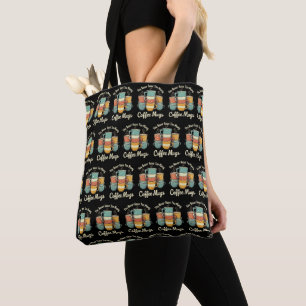 Bolsa Tote Design de Vintagem da Pilha de Café Retro