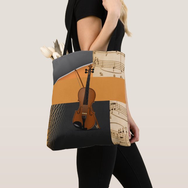 Bolsa Tote Design de violino abstrato musical (Close Up)