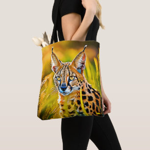 Bolsa Tote Design de visualização de Serval de savana african