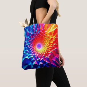 Bolsa Tote Design de Vórtice de Cor Geométrica Prismática