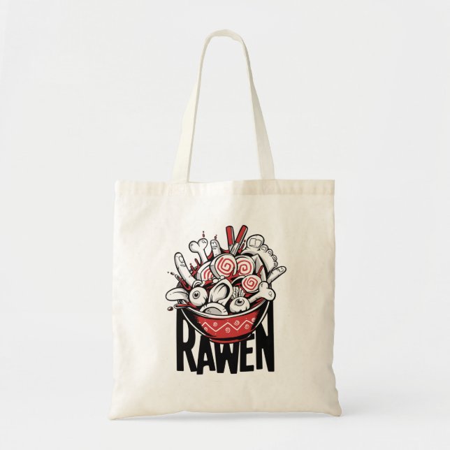 Bolsa Tote Design de Zumbi Louco de Macarrão Ramen (Frente)
