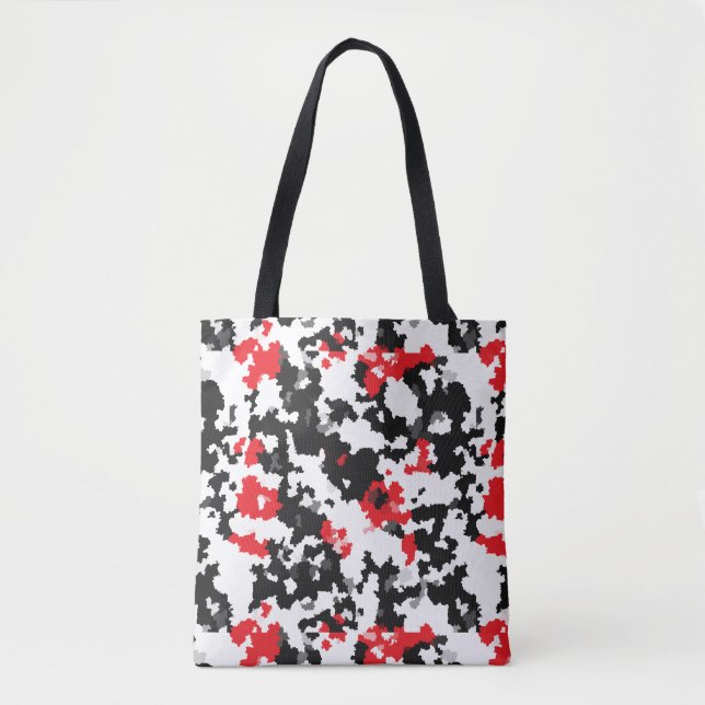 Bolsa Tote Design do abstrato branco-preto vermelho irregular (Frente)