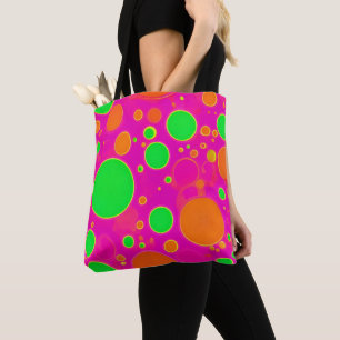 Bolsa Tote Design do círculo retrorreflector Neon Pink & Gree